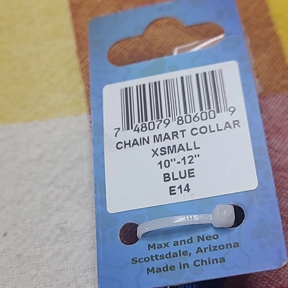 New. Chain martindale dog collar size xsmall blue